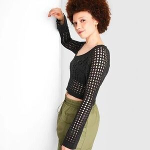 Women's Wild Fable Open Work Cropped Pullover